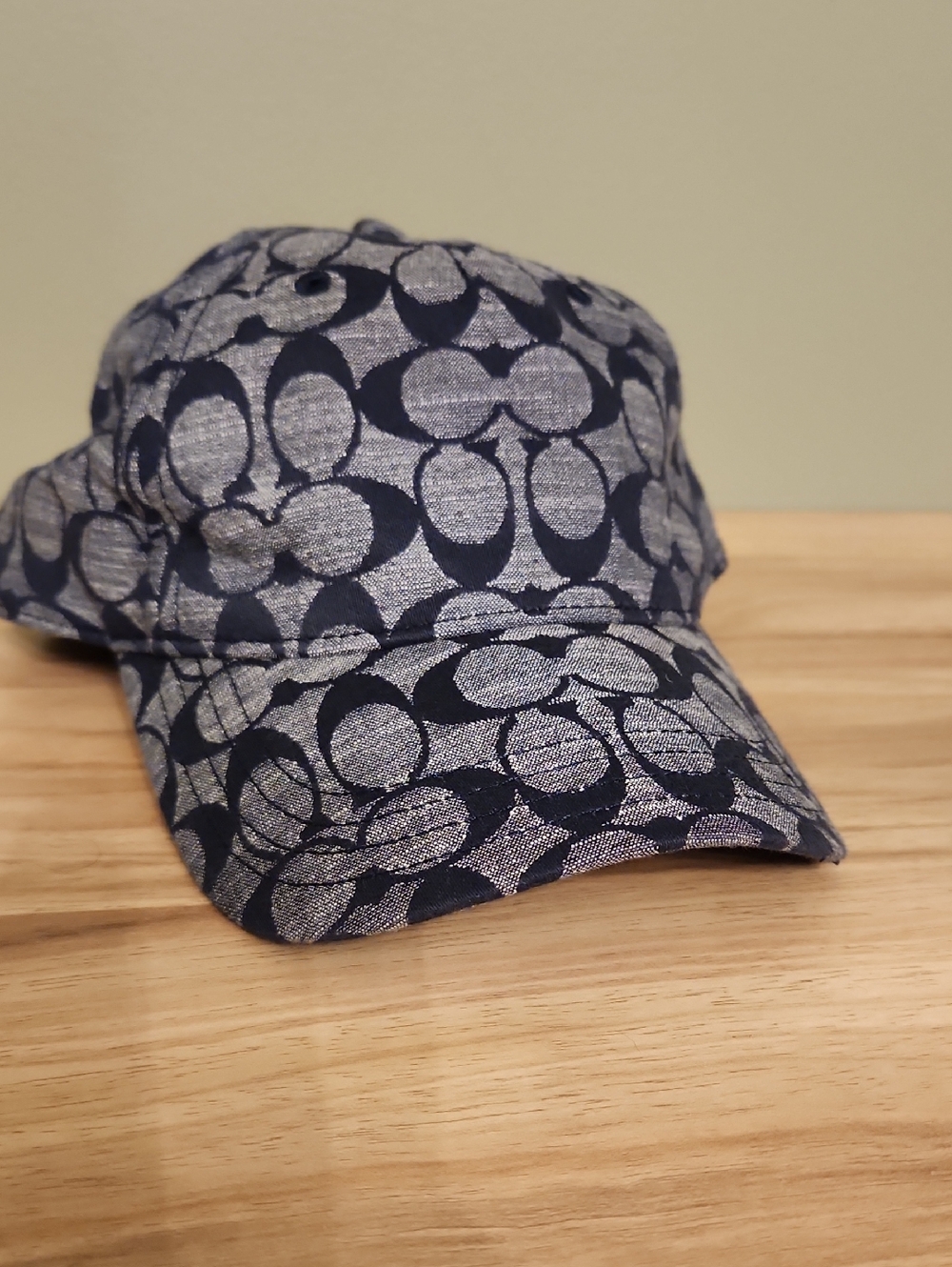Coach Signature Denim Cap in Navy and Silver